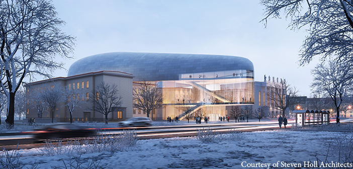 The planned Ostrava Concert Hall. Image courtesy of Steven Holl Architects