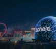Sphere against the Las Vegas skyline
