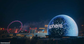 Sphere against the Las Vegas skyline