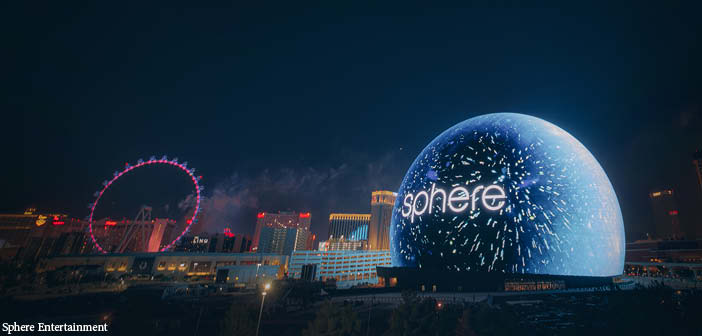 Sphere against the Las Vegas skyline