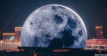 VIDEO: Full Sphere exterior lights up for the first time Sphere illuminated to look like the moon