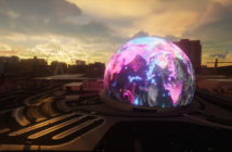 Sphere venue exterior with colourful display